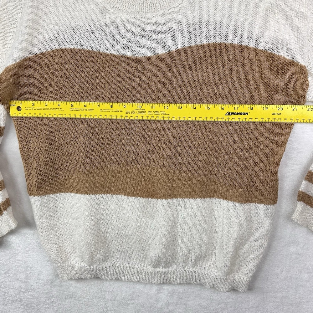 Vestique Sweater‎ Womens Small White Tan Lightweight Long Sleeve Striped Top EUC - Picture 6 of 13